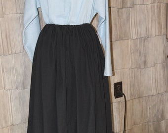 Full Length Black Linen Skirt