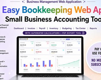 Small Business Bookkeeping Web App: Income & Expense Planner | Profit, Invoice, Budget Tracker (Browser-based)