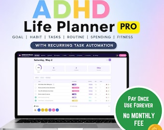 ADHD Life Planner Web App, Habit Tracking, Goal, Task, Routine Tracker (Browser-based)