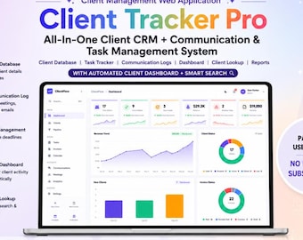 Client Tracker Pro Web App, Small Business CRM Software, Communication Log (Instant Download)