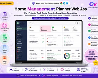 Home Management Web App, Household Maintenance Planner, Cleaning Schedule, Home Project Tracker (Browser-based)
