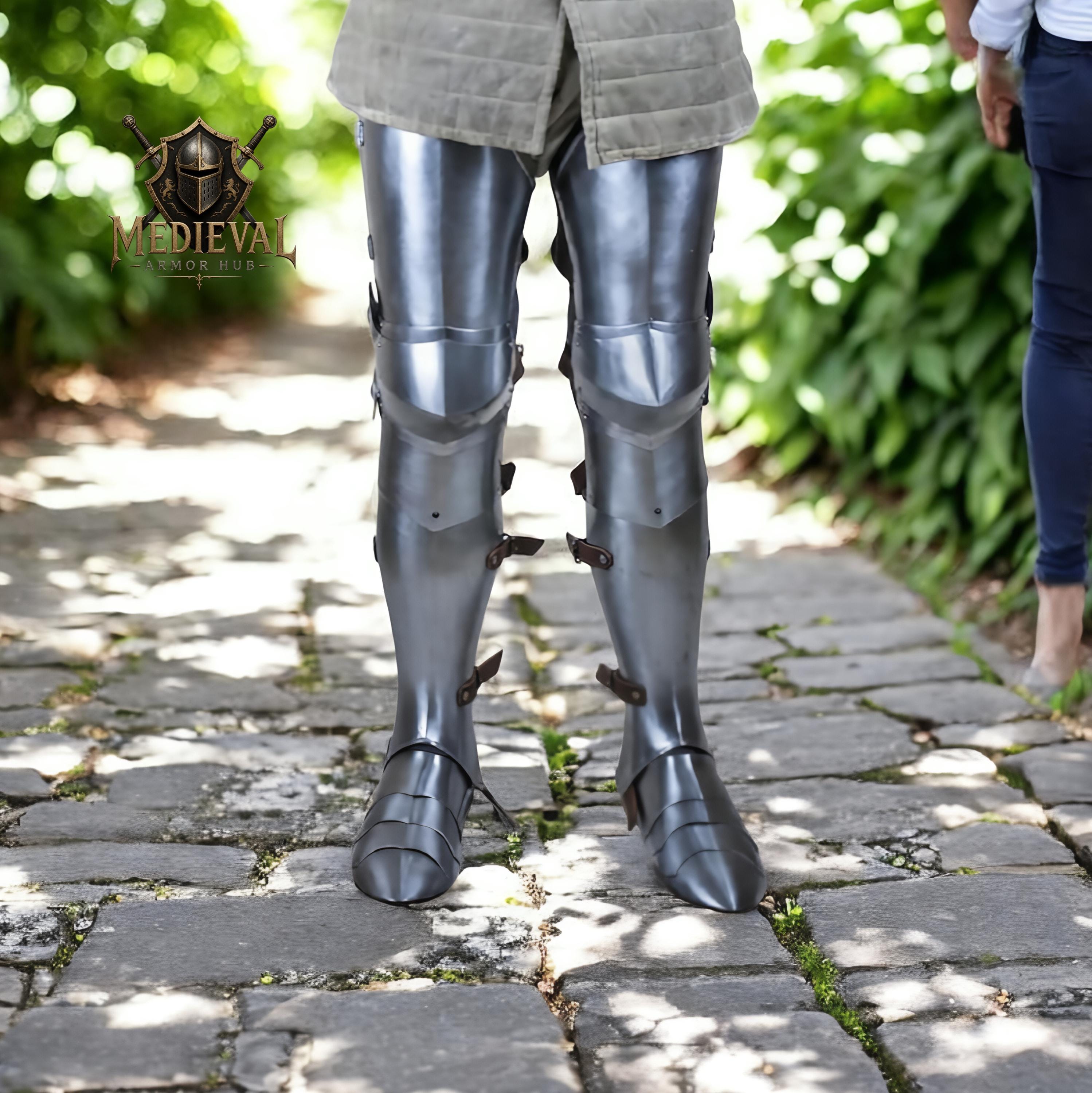 Medieval Steel Full Leg Armor ~ Knight Greaves, Upper Leg and Sabatons ...