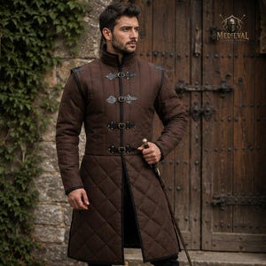 Medieval Gambeson Costume ~ Authentic Full Length Brown Cotton Padded Armor SCA LARP Costume