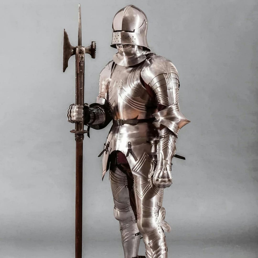 German Gothic Knight Full Plate Armor Suit ~ Medieval Warrior Steel ...