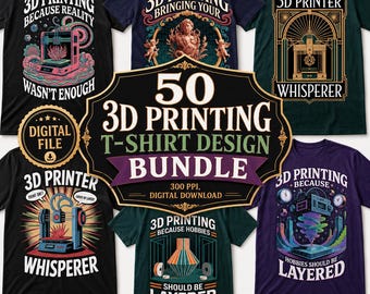 50 modèles de t-shirts en impression 3D, ensemble PNG rétro (téléchargement numérique)