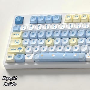 Blue Weather Keycap Set, 121-Key MOA Profile PBT Dye-Sub Keycaps for MX Mechanical Keyboards