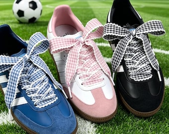 Sznurowadła w kratkę gingham, akcesoria do butów sportowych Team Spirit, sznurowadła dla kibiców futbolu amerykańskiego w dniu meczu, spersonalizowane buty na imprezę tailgate