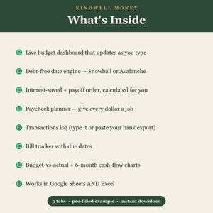 Paycheck Budget Spreadsheet, Debt Payoff Tracker, Google Sheets & Excel Budget Planner, Snowball Avalanche, Bill and Expense Tracker image 8