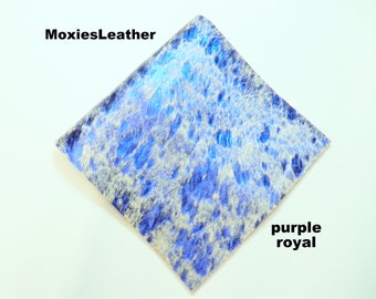 NEW purple hair on hide print leather -rainbow, brindle  hide with hair on -