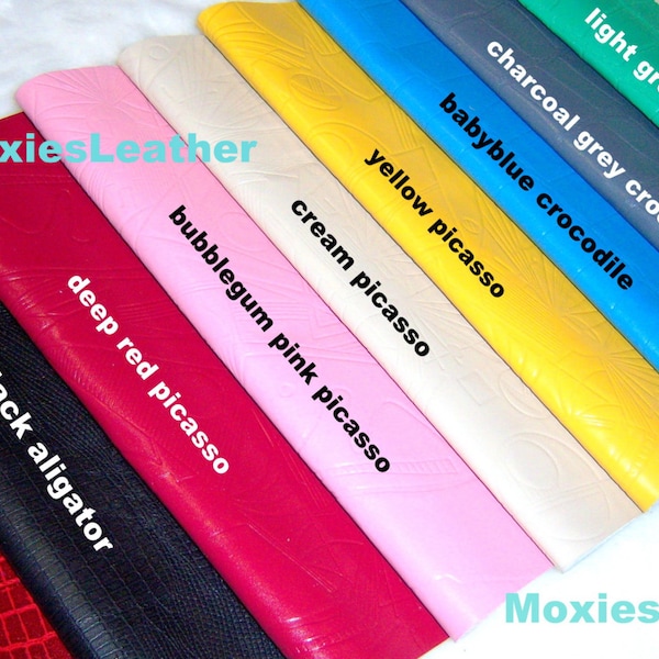 cuir véritable -cuir Picasso- chute de cuir de crocodile- impressions sur cuir- impression Picasso repoussée 50 % de réduction
