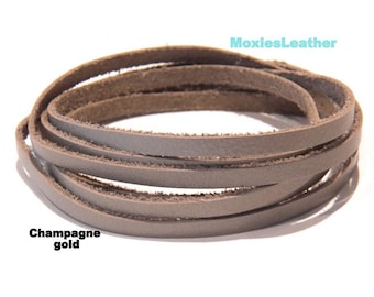 champagne gold leather cord , leather laces , leather cord for necklace ,hair on hide  leather cord
