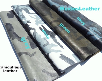Leather camouflage pieces ,  white camuflage genuine leather -camo leather earrings , leather pieces