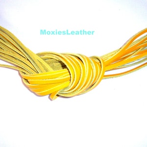 Dark yellow flat genuine leather cord lace Native American 6 feet image 1