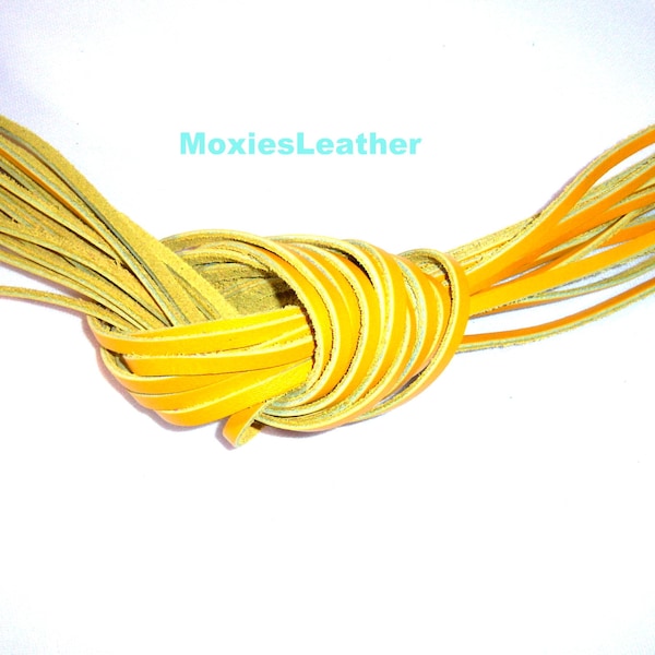 Dark yellow flat genuine leather cord lace Native American 6 feet