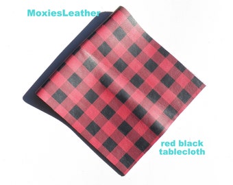 Cuero con estampado de cuadros de búfalo, piezas de cuero, retazos de cuero para joyería, cuero para artesanías, cuero negro