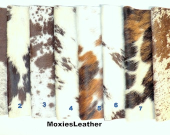 NEW Natural tri color cowhide hair on leather pieces- hair on hide Old West leather -  hide with hair on -leather with fur