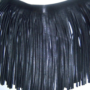 black leather fringes - real leather , long leather fringes -genuine leather fringe