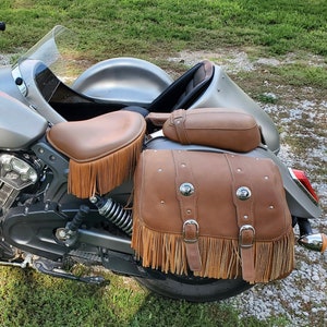 Custom leather fringes for motorcycle