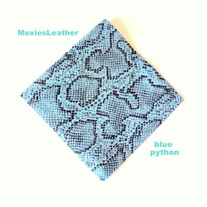 12x12 Blue black snake print leather- leather sheets - python print leather, lizard print