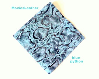 12x12 Blue black snake print leather- leather sheets - python print leather, lizard print