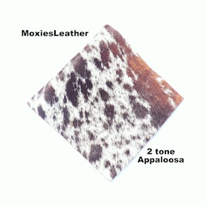 Natural Appaloosa hair on leather pieces- hair on hide black leather -  hide with hair on -leather with fur