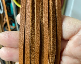 Genuine leather cognac  cord leather necklace 5 feet