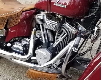 Custom leather fringes for motorcycle