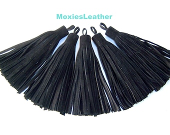 leather tassel ,Black Suede tassels ,genuine suede ,tassels for  keychain, - suede fringe tassel - suede tassle ,