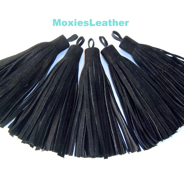 leather tassel ,Black Suede tassels ,genuine suede ,tassels for  keychain, - suede fringe tassel - suede tassle ,