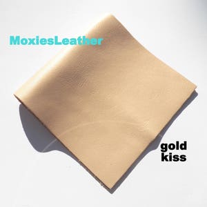 ゴールド キス レザー、ミディアム ゴールド カラー レザー、温かみのあるゴールド レザー、ジュエリー用ゴールド レザー、モクシーズ レザー ゴールド シェード