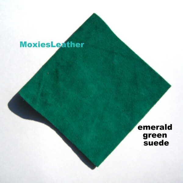 green suede - genuine suede -scrap suede green suede skins - emerald green suede pieces - green suede remnants
