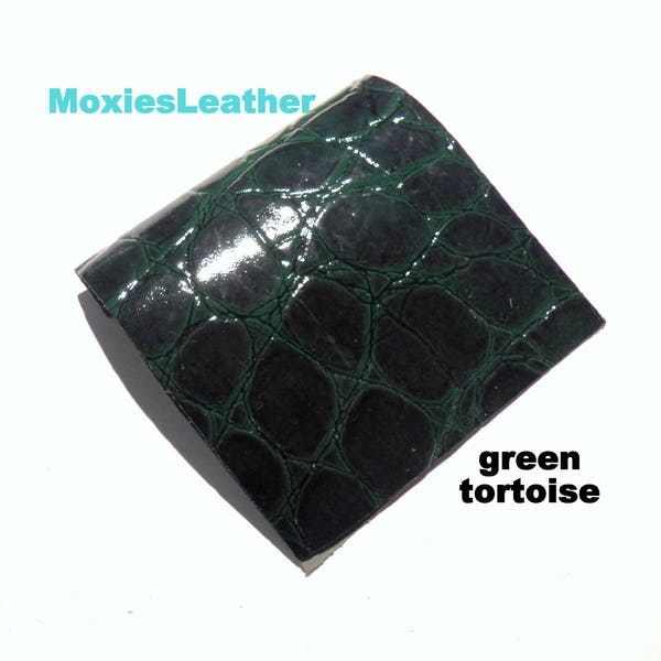 leather pieces green tortoise, leather scraps, journal cover, earrings, jewelery , leather for artisans , wholesale leather