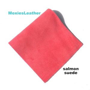 Salmon Suede leather skins , suede for purse , suede for shoes , suede for teardrops , pink suede , royal suede