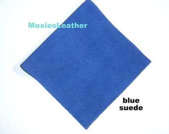 real leather blue suede - leather embelishment  - genuine suede fabric -