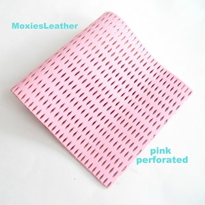 perforated Pink leather hides, genuine real leather skins , pink leather for earrings , pink leather sheets