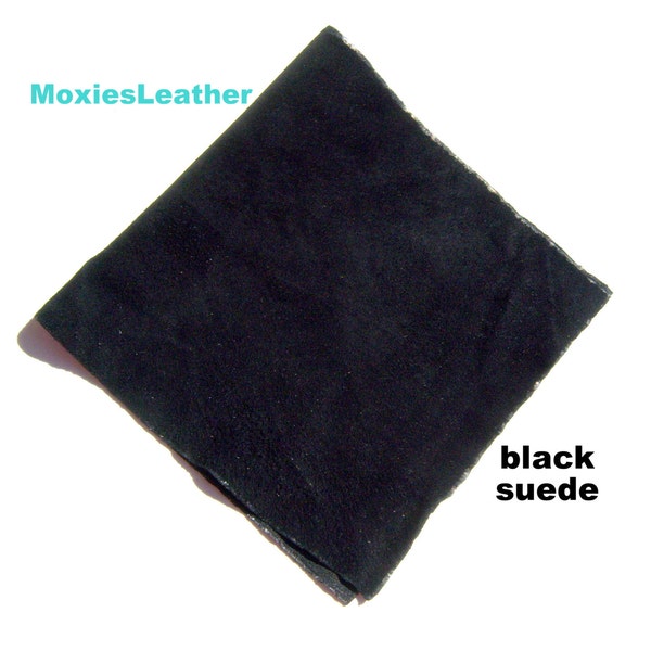 black suede leather - black suede leather pieces - black suede for crafts -