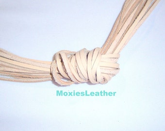 Genuine leather beige cord leather necklace - cream color cord - lace leather -