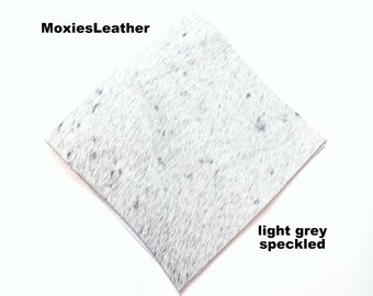 NEW grey speckled hair on hide print leather -grey, acid wash leather hide with hair on -