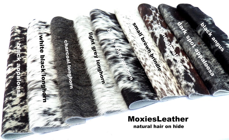 Natural Appaloosa hair on leather pieces hair on hide black leather hide with hair on leather with fur image 1