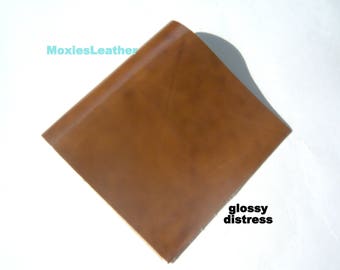 Glossy caramel distress - shiny distress caramel with brown leather - genuine leather -