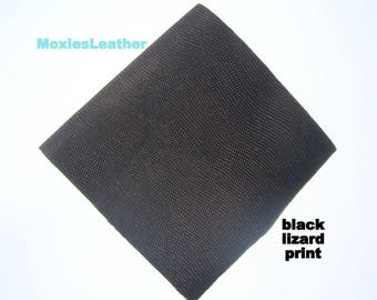 lizard print leather , genuine leather printed black ,moxies leather perforated leathers