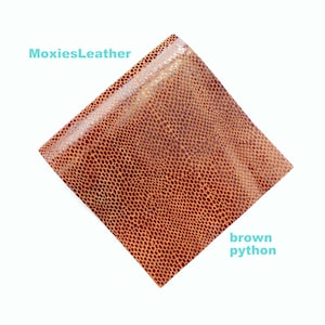 Brown python leather snake print - python print leather - real leather 3 tone leather  soft snake skin print leather -cobra snake print