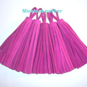 Hot pink tassel ,Genuine suede fushia  tassel, fringes earrings, handbag real suede fringe tassel - bridesmaid gift tassels