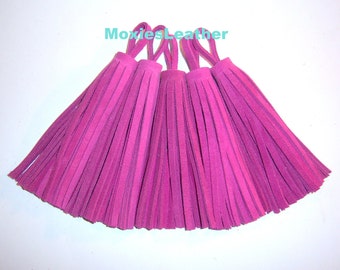 Real suede tassel , Hot pink tassel ,Genuine suede fushia tassel, tassels in real suede, handbag tassel- tassels for necklace