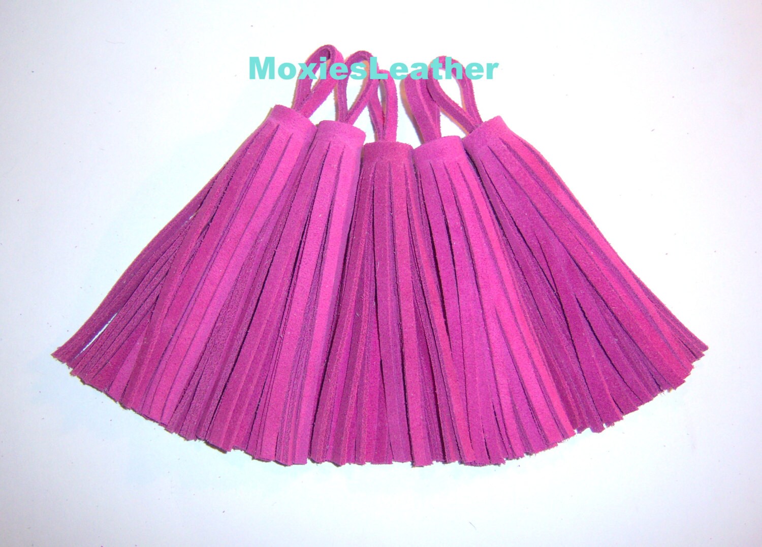 Hot pink tassel Genuine suede fushia tassel fringes Etsy
