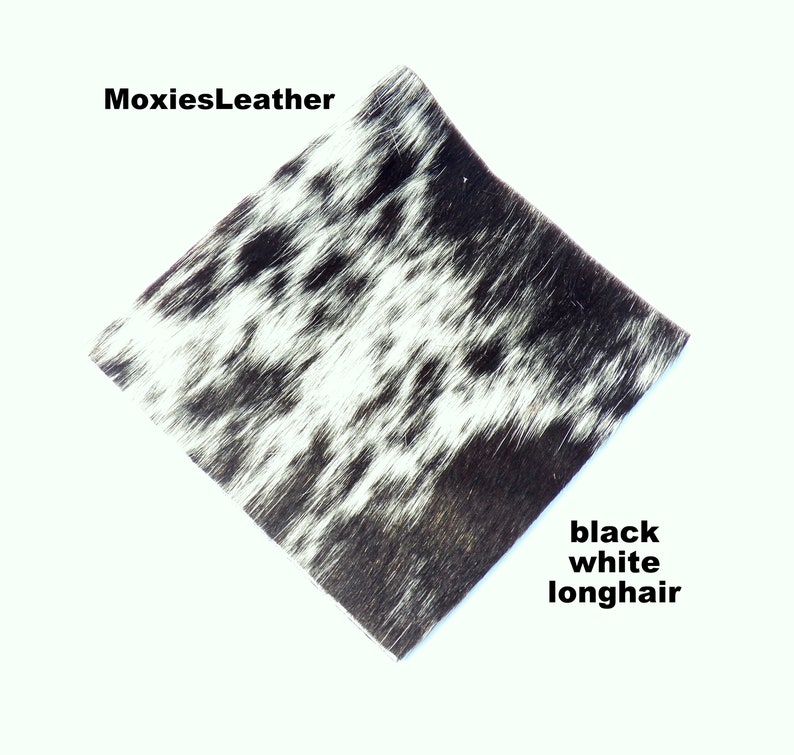 Natural Appaloosa hair on leather pieces hair on hide black leather hide with hair on leather with fur blk white longhorn