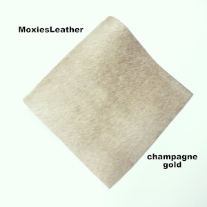 Natural hair on hide Champagne gold  pieces- hair on hide cognac leather -  hide with hair on -leather with fur