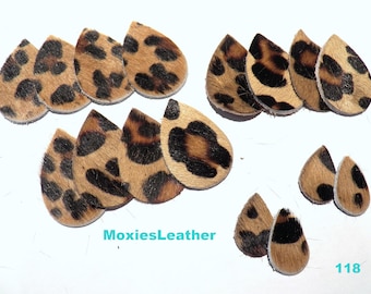 Earrings Hair on leather leopard earrings teardrop 16 pieces -animal print leather earrings, leopard print