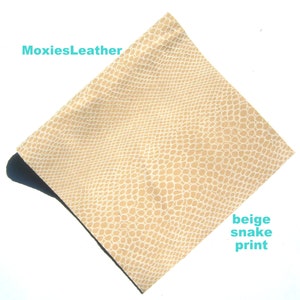 cream leather snake print - - real leather - soft snake skin print leather - fringes leather print
