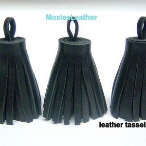 leather tassels for shoes, handmade black leather tassels for replacement image 2